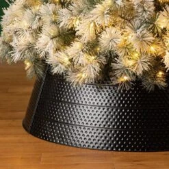 40.5 In. D Christmas Black Hammered Metal Tree Collar (KD) -The Home Depot Shop glitzhome christmas tree collars 2010600044 44 1000