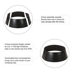 40.5 In. D Christmas Black Hammered Metal Tree Collar (KD) -The Home Depot Shop glitzhome christmas tree collars 2010600044 c3 1000