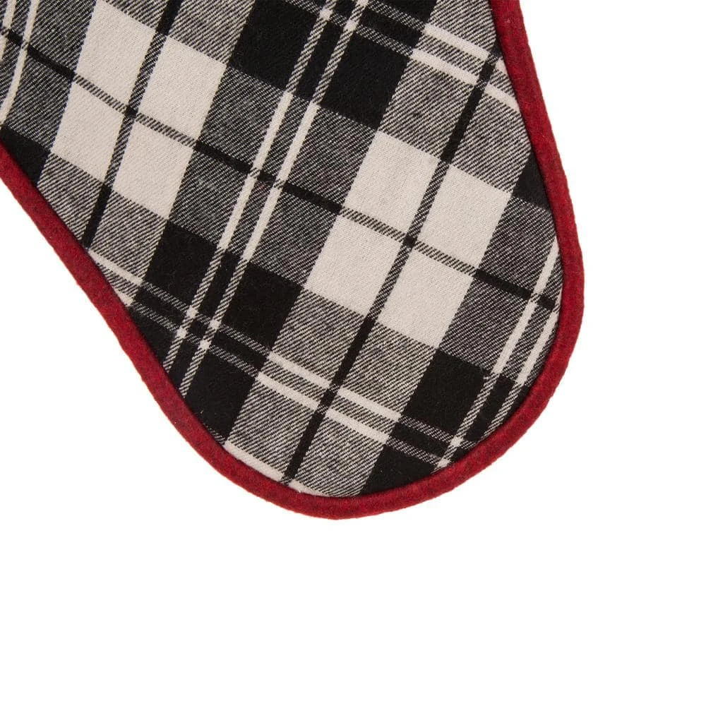 48 In. D Black And White Plaid Fabric Christmas Tree Skirt And 2-Pack 20 In. Stocking (Set Of 3) 6 48 In. D Black And White Plaid Fabric Christmas Tree Skirt And 2-Pack 20 In. Stocking (Set Of 3) - Image 6