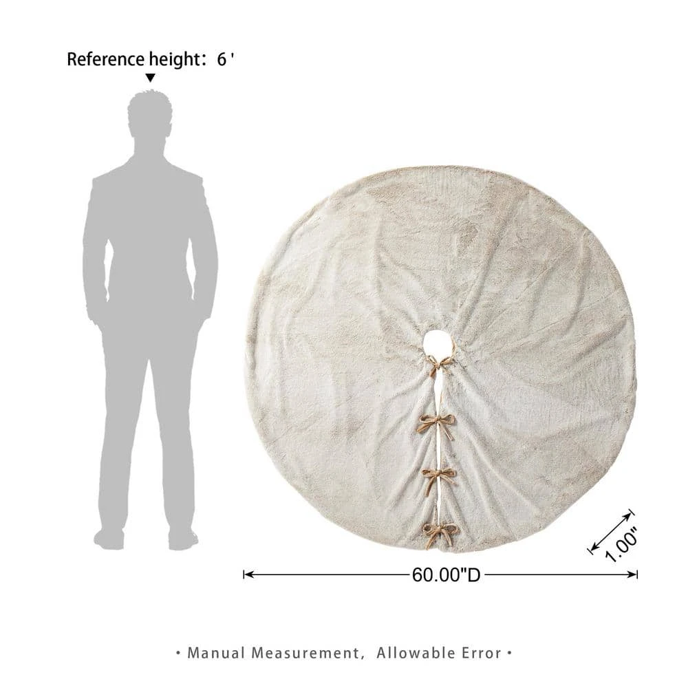 60 In. D Oversized Milk Coffee Brown Reversible Faux Rabbit Fur/Korean Fleece Christmas Tree Skirt 3 60 In. D Oversized Milk Coffee Brown Reversible Faux Rabbit Fur/Korean Fleece Christmas Tree Skirt - Image 3