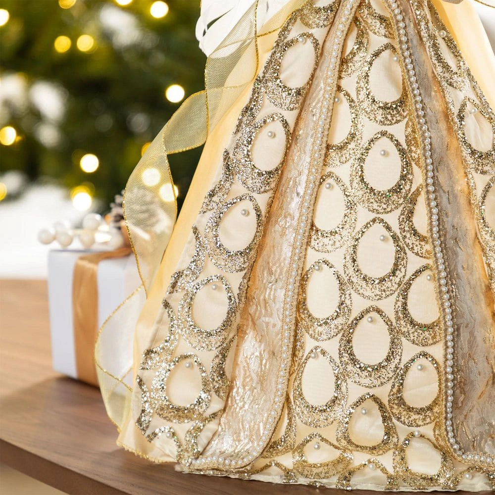 18.5 In. H Faux Fur & PVC Christmas Elegant Angel Tree Topper With Porcelain Face 6 18.5 In. H Faux Fur & PVC Christmas Elegant Angel Tree Topper With Porcelain Face - Image 6