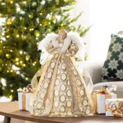18.5 In. H Faux Fur & PVC Christmas Elegant Angel Tree Topper With Porcelain Face 13 18.5 In. H Faux Fur & PVC Christmas Elegant Angel Tree Topper With Porcelain Face -The Home Depot Shop glitzhome christmas tree toppers 2010400018 31 1000