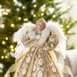 18.5 In. H Faux Fur & PVC Christmas Elegant Angel Tree Topper With Porcelain Face 11 18.5 In. H Faux Fur & PVC Christmas Elegant Angel Tree Topper With Porcelain Face -The Home Depot Shop glitzhome christmas tree toppers 2010400018 4f 1000