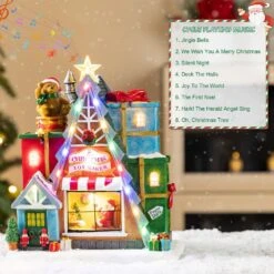 10.75 In. Lighted Toy Market Resin Christmas Village With Movement And Music -The Home Depot Shop glitzhome christmas villages 2040200004 1f 1000