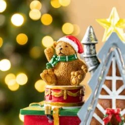 10.75 In. Lighted Toy Market Resin Christmas Village With Movement And Music -The Home Depot Shop glitzhome christmas villages 2040200004 44 1000