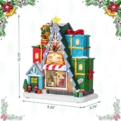 10.75 In. Lighted Toy Market Resin Christmas Village With Movement And Music -The Home Depot Shop glitzhome christmas villages 2040200004 4f 1000