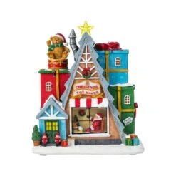 10.75 In. Lighted Toy Market Resin Christmas Village With Movement And Music -The Home Depot Shop glitzhome christmas villages 2040200004 c3 1000