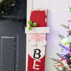 42.00 In. H Wooden Christmas Santa Porch Sign - Believe -The Home Depot Shop glitzhome christmas yard decorations 1103203354 1f 1000