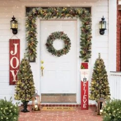 42.00 In. H Wooden Christmas Santa Porch Sign - Believe -The Home Depot Shop glitzhome christmas yard decorations 1103203354 c3 1000