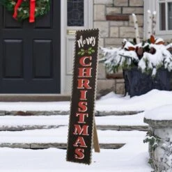 35.63 In. H Wooden Black Christmas Porch Sign -The Home Depot Shop glitzhome christmas yard decorations 1103203405 d4 1000