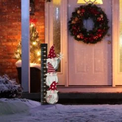 36 In. H Lighted Wooden Gnome Snow Gauge Yard Stake Or Wall Decor (KD, 2 Function) -The Home Depot Shop glitzhome christmas yard decorations 2010200019 77 1000