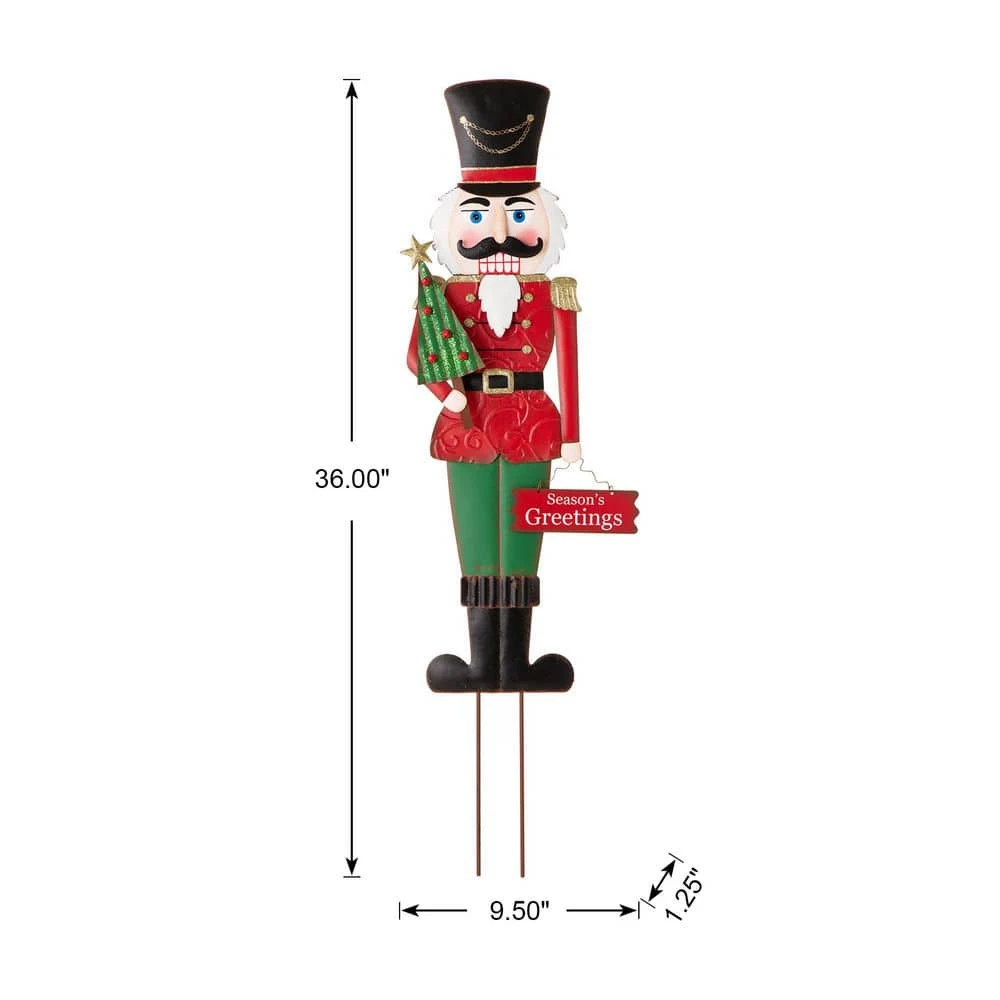 36 In. H Metal Nutcracker Yardstake Or Standing Decor Or Wall Decor (KD, 3 Function) 4 36 In. H Metal Nutcracker Yardstake Or Standing Decor Or Wall Decor (KD, 3 Function) - Image 4
