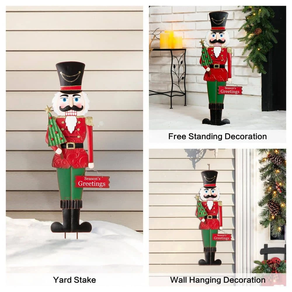 36 In. H Metal Nutcracker Yardstake Or Standing Decor Or Wall Decor (KD, 3 Function) 3 36 In. H Metal Nutcracker Yardstake Or Standing Decor Or Wall Decor (KD, 3 Function) - Image 3