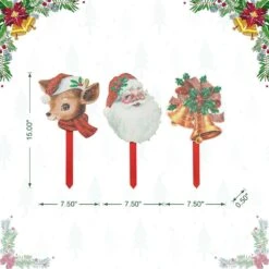 15 In. H Wooden Glitter Santa, Bell Christmas Yard Decor And Reindeer Yard Stake (Set Of 3) 8 15 In. H Wooden Glitter Santa, Bell Christmas Yard Decor And Reindeer Yard Stake (Set Of 3) -The Home Depot Shop glitzhome christmas yard decorations 2010200063 c3 1000