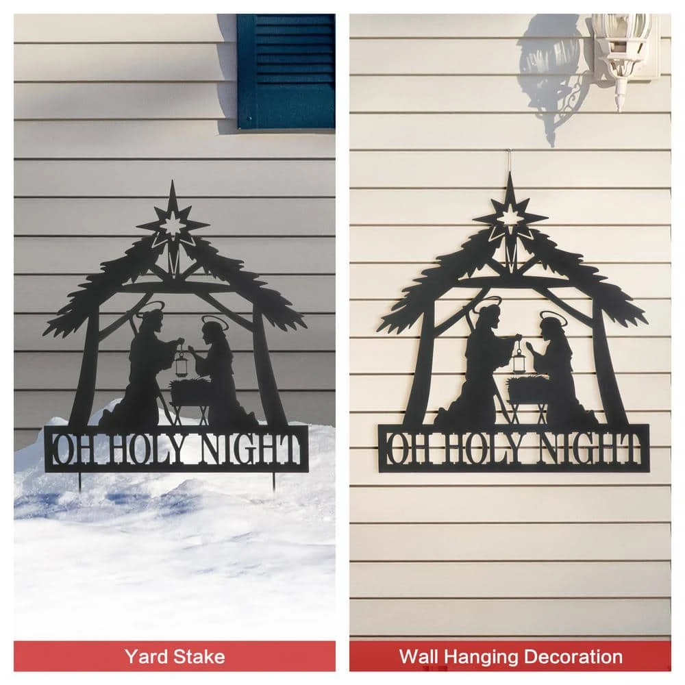 30 In. H Christmas Metal Silhouette Nativity Yard Stake Or Wall Décor 4 30 In. H Christmas Metal Silhouette Nativity Yard Stake Or Wall Décor - Image 4