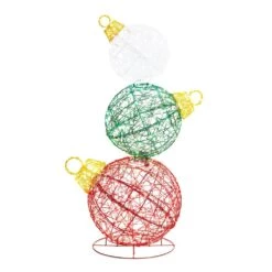 39.25 In. H Lighted Christmas 3D PVC Stacked Ornaments Outdoor Decor With 760 Green LED Lights