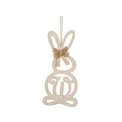 16 In. Easter Wooden Monogram Hanging Bunny - W