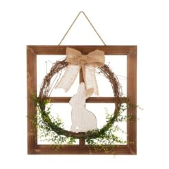 18 In. H Wooden Frame Easter Wall Decor With Wreath