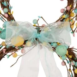 24.5 In. H Easter Bunny Shaped Wreath With Eggs And Satin Ribbon Bow -The Home Depot Shop glitzhome easter decorations 1803203459 76 1000