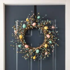 22 In. D Easter Eggs Wreath -The Home Depot Shop glitzhome easter decorations 1803203460 4f 1000