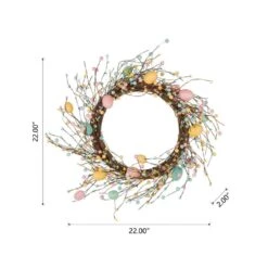 22 In. D Easter Eggs Wreath -The Home Depot Shop glitzhome easter decorations 1803203460 c3 1000