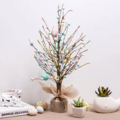 18 In. H Easter Eggs Table Tree -The Home Depot Shop glitzhome easter decorations 1803203461 76 1000