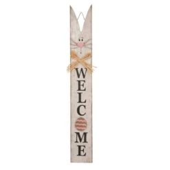 42 In. H Wooden Easter Welcome Porch Sign With Bunny Ears