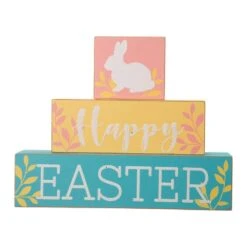 9.5 In. L Wooden Easter Block Table Decor -The Home Depot Shop glitzhome easter decorations 2006600001 1f 1000