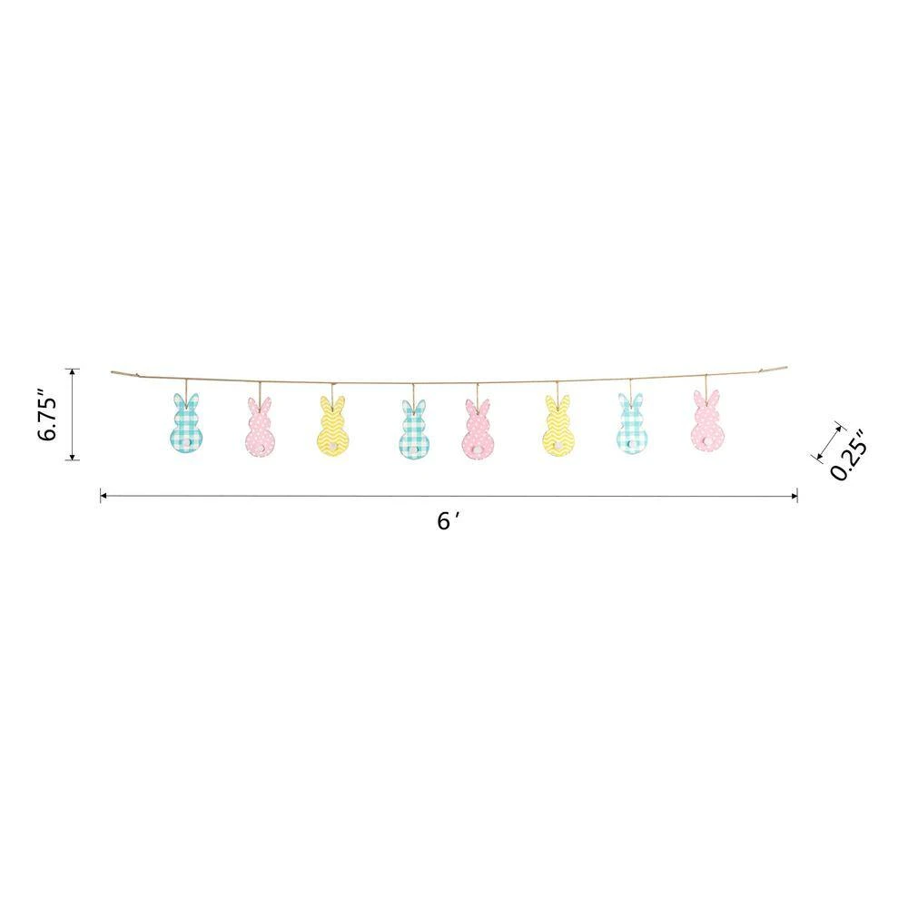 72 In. L X 6.69 In. H Metal Easter Bunny Garland 4 72 In. L X 6.69 In. H Metal Easter Bunny Garland - Image 4