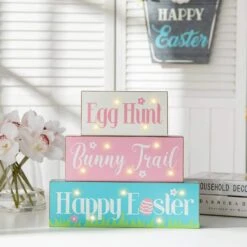 12 In. L Wooden/Metal Easter LED Lighted Block Word Sign (14 Bulbs)
