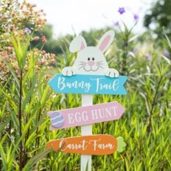 36 In.H Wooden Easter Bunny Yard Stake (KD) 9 36 In.H Wooden Easter Bunny Yard Stake (KD) -The Home Depot Shop glitzhome easter decorations 2006600023 4f 1000