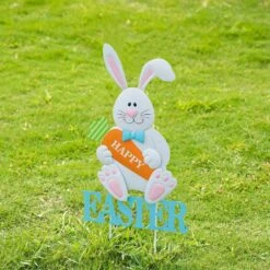 30 In.H Easter Metal Bunny Yard Stake (KD) -The Home Depot Shop glitzhome easter decorations 2006600024 31 1000