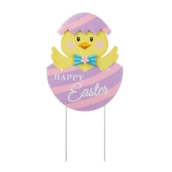 24 In.H Easter Metal Chick Egg Yard Stake (KD)