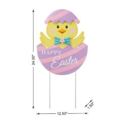 24 In.H Easter Metal Chick Egg Yard Stake (KD) -The Home Depot Shop glitzhome easter decorations 2006600025 c3 1000