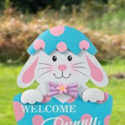 24 In. H Easter Metal Bunny Egg Yard Stake -The Home Depot Shop glitzhome easter decorations 2006600026 4f 1000