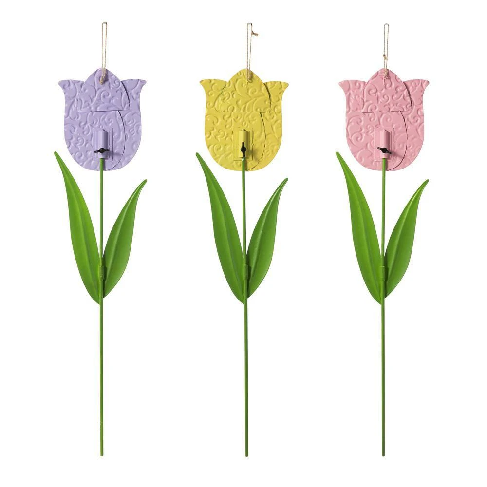 Set Of 3 24 In.H Easter Metal Tulips Yard Stake (KD) 3 Set Of 3 24 In.H Easter Metal Tulips Yard Stake (KD) - Image 3
