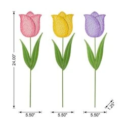Set Of 3 24 In.H Easter Metal Tulips Yard Stake (KD) 12 Set Of 3 24 In.H Easter Metal Tulips Yard Stake (KD) -The Home Depot Shop glitzhome easter decorations 2006600027 c3 1000