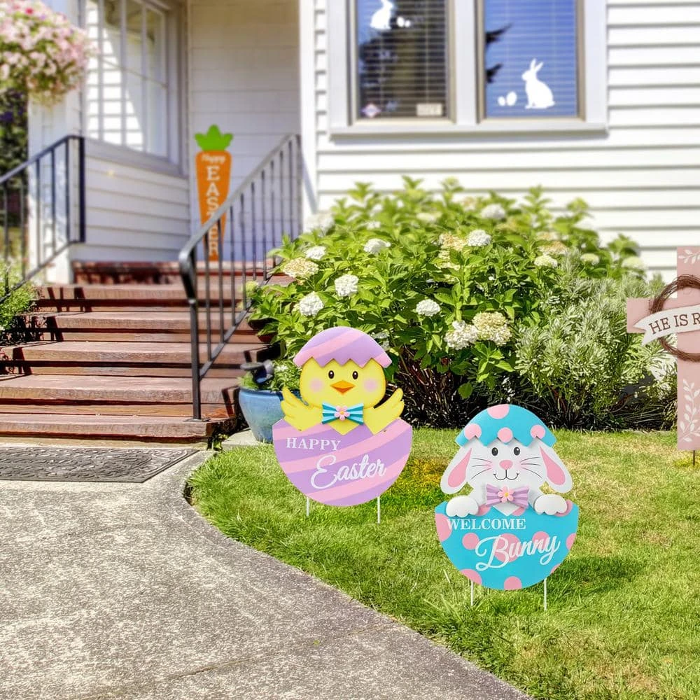 (Set Of 2) 24 In. H Easter Metal Bunny&Chick Egg Yard Stake 10 (Set Of 2) 24 In. H Easter Metal Bunny&Chick Egg Yard Stake - Image 10