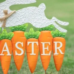 24 In. H Easter Metal Bunny And Carrot Yard Stake -The Home Depot Shop glitzhome easter decorations 2006600029 1f 1000