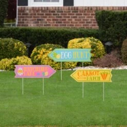 Set Of 3 38"H Easter Metal Yard Stake Or Wall Decor (KD, Two Functions) -The Home Depot Shop glitzhome easter decorations 2006700003 c3 1000