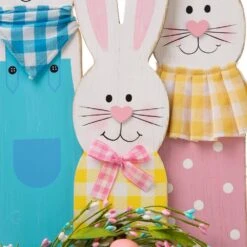 30 In. H Wooden Easter Bunny Family Standing Decor (KD) -The Home Depot Shop glitzhome easter decorations 2006700006 4f 1000