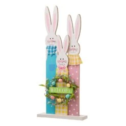 30 In. H Wooden Easter Bunny Family Standing Decor (KD) -The Home Depot Shop glitzhome easter decorations 2006700006 c3 1000