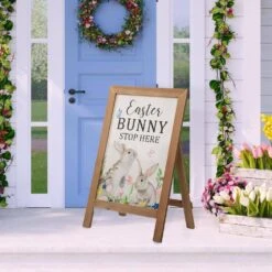 24 In. H Wooden Easter Porch Sign/Standing Decor -The Home Depot Shop glitzhome easter decorations 2006700007 4f 1000