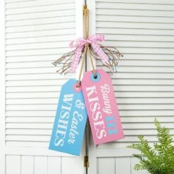 24 In. H Easter Wooden Doorknob Hanging Decor -The Home Depot Shop glitzhome easter decorations 2006700008 4f 1000