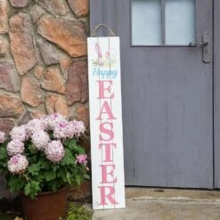42 In. H Wooden Double Sided Happy Easter And Welcome MDF Porch Sign 11 42 In. H Wooden Double Sided Happy Easter And Welcome MDF Porch Sign -The Home Depot Shop glitzhome easter decorations 2006700010 44 1000