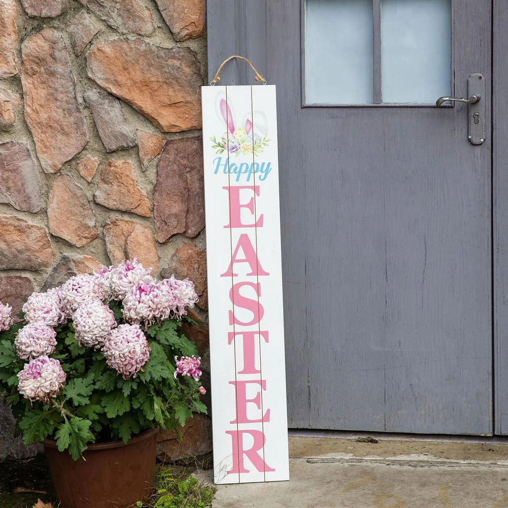 42 In. H Wooden Double Sided Happy Easter And Welcome MDF Porch Sign 5 42 In. H Wooden Double Sided Happy Easter And Welcome MDF Porch Sign - Image 5