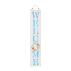 42 In. H Wooden Double Sided Happy Easter And Welcome MDF Porch Sign
