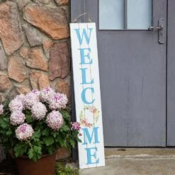 42 In. H Wooden Double Sided Happy Easter And Welcome MDF Porch Sign 12 42 In. H Wooden Double Sided Happy Easter And Welcome MDF Porch Sign -The Home Depot Shop glitzhome easter decorations 2006700010 fa 1000