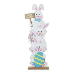 30.75 In. H Wooden Easter Stacked Bunny Porch Decor