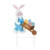30.5 In. H Wooden Easter Bunny Cart Yard Stake Or Wall Decor (KD, 2 Function)